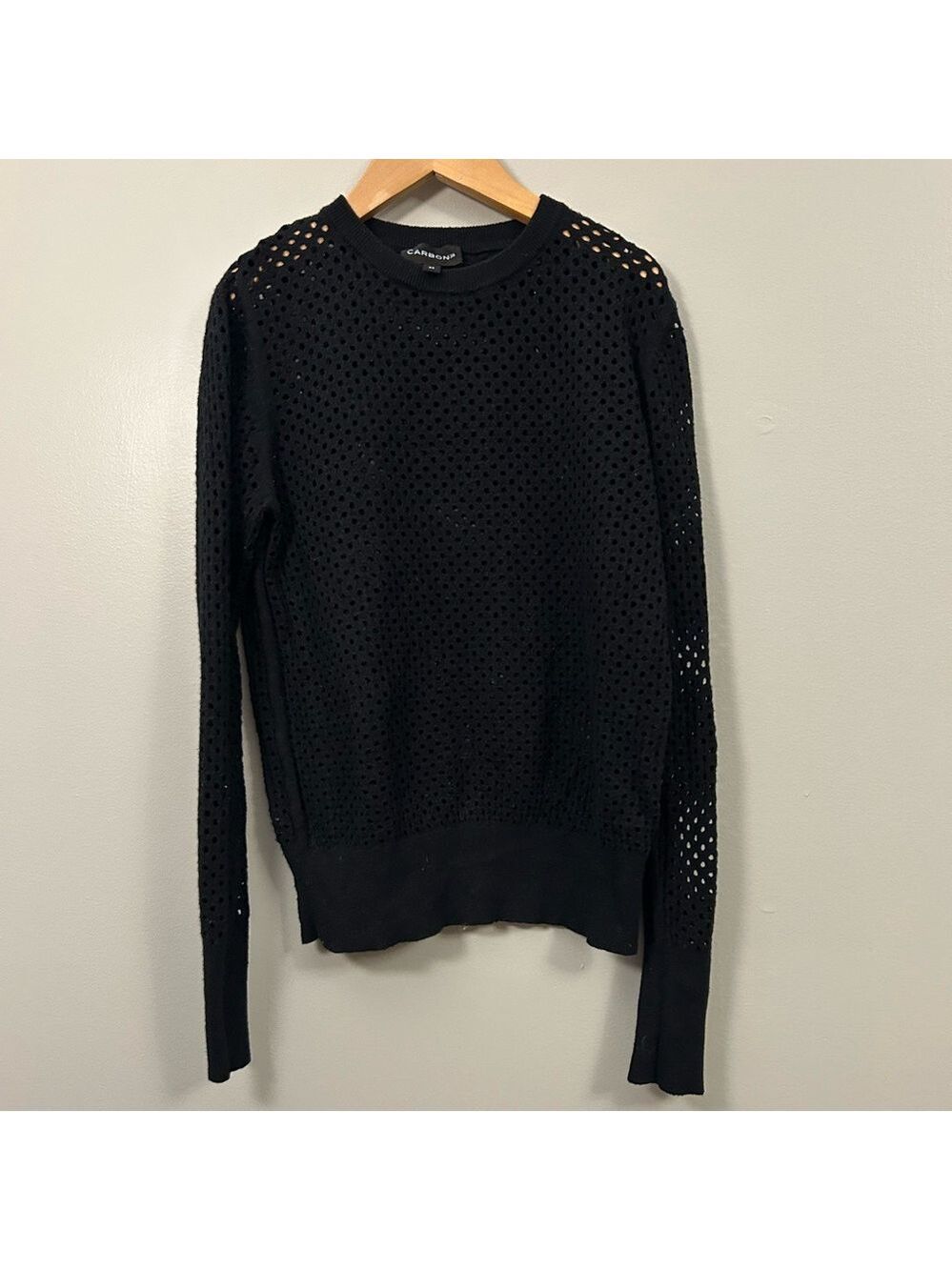 Carbon38 Black Open Hem Knit Top Medium